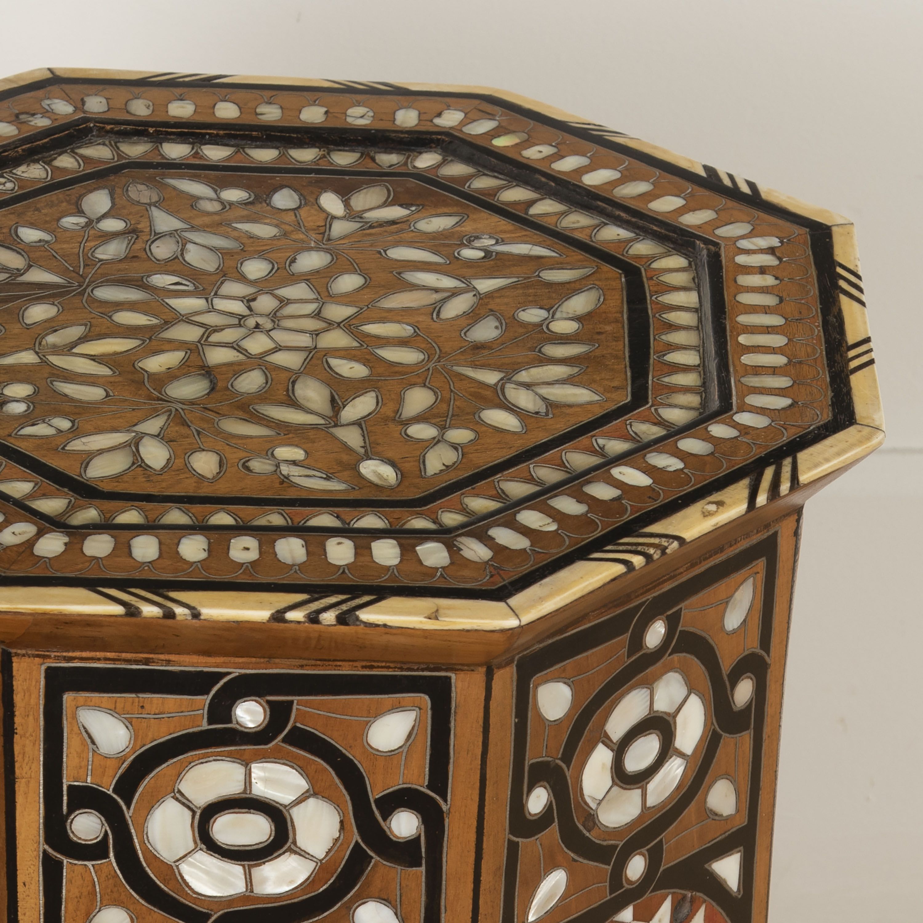 Large Syrian Inlaid with Teak Mother of Pearl and Bone Side