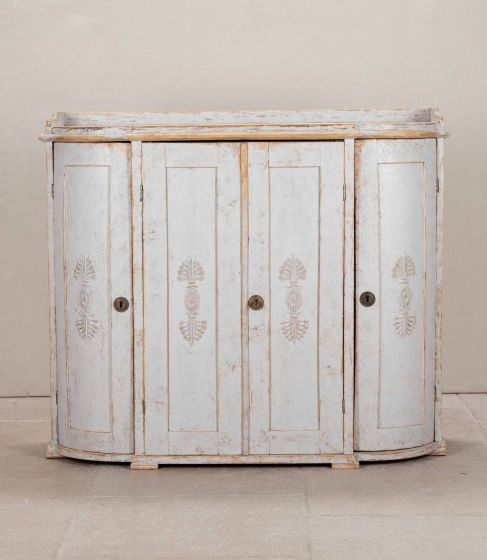 19th Century Swedish Period Four Door Buffet with Curved Ends and Plaster Decorations
